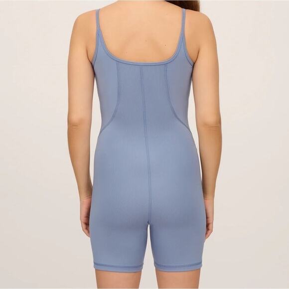 Yogalicious Lux Illusion Ribbed Lotus Short Romper in “Tempest”, size L, NWT! - Picture 2 of 8